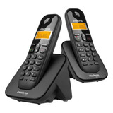 Kit Telefone Sem Fio Digital + Ramal Ts 3112 Preto Com Displ