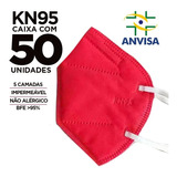 Máscara Pff2/n95/kn95 Adulto Vermelho - Caixa 50 Unidades