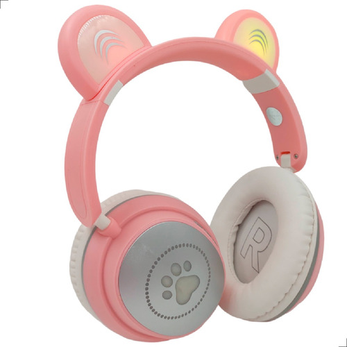 Fone Led Orelha Gatinho Bluetooth Sem Fio Headphone Wireless Cor Fone De Ouvido Bluetooth Som Estéreo Bluetooth 3.0 Orelhas De Gato Com Led Design Rosa Claro Luz Rgb