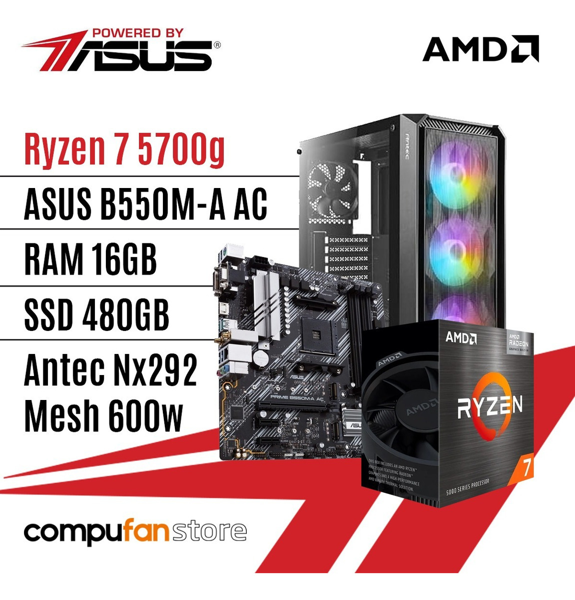 Pc Gamer Powered By Asus Ryzen 7 5700g B550m 16gb 480gb