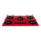 Cooktop 5 Bocas Super Automático Easy Clean Vermelho Bivolt