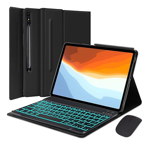 Funda+teclado Iluminado+ratón Para Galaxy Tab S9 Plus 12.4 Ñ