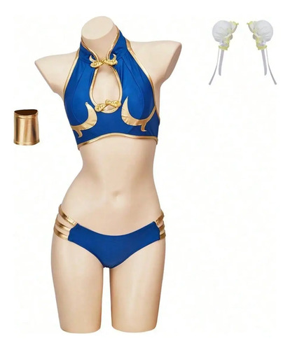 Bikini Chun Li Swimwear Chun Li Swimwear, Sujetador Sexy, Traje De Baño Azul | Envío gratis