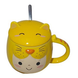 Taza Gatito Para Café O Té Kawaii Gato Azucarera Con Cuchara