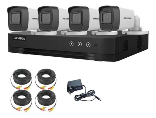 Kit 4 Camaras Seguridad Hikvision Dvr Fullhd Lite P2p +disco + Cable O Baluns