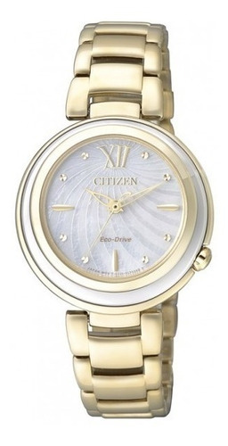 Reloj Citizen Mujer Dorado Eco Drive Em033659d Color Del Bisel Dorado/blanco Color Del Fondo Blanco Opaco