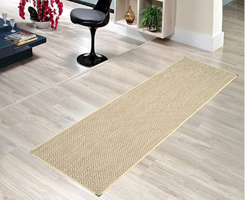 Tapete Passadeira Para Corredor Sisal Quarto 2,30 Creme Bege