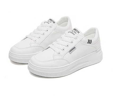 Zapatos Casuales Blancos Sneakers Mujer Plataforma Cómodos