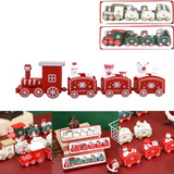 Adornos Navideños De Cuatro Trenes Navideños De Madera