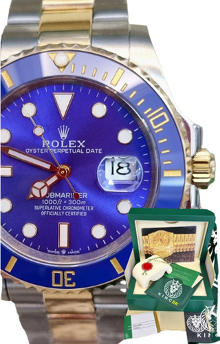 Relogio Rolex Submariner Azul Misto 41mm Base Eta 3035 Caixa