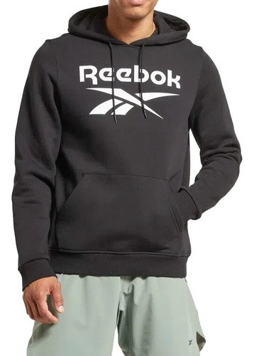 Buzo Con Capucha Reebok Ri Big Stacked Logo Negro Hombre