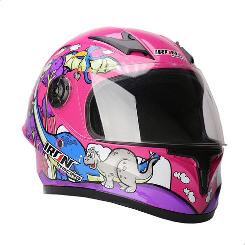 Casco Integral Para Niño Ir-109 Dino Kids Rosa