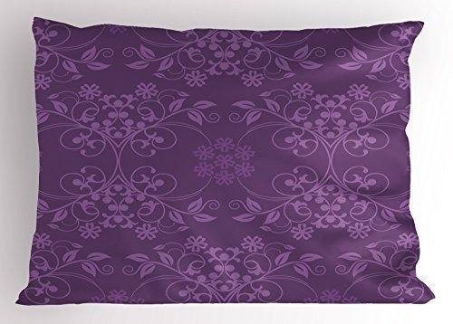 Ambesonne Funda De Almohada De Berenjena, Hermosas Flores Bi