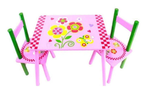 Mesinha Infantil Rosa Educativa Alfabetização 2 Cadeiras Cor Rosa - Desenhada