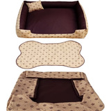 Cama Para Cachorro Grande Gg 95x95 Cm + Tapete E Capa Extra Cor Cama Marrom E Capa Marrom