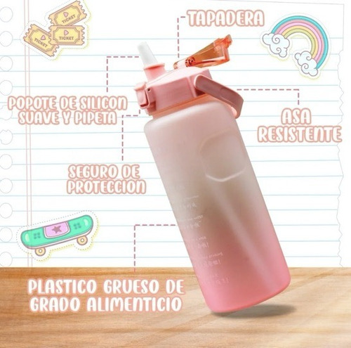 Vaso Motivador Termo Botella De Agua Sport Fitness