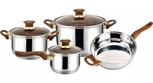 Set Batería De Cocina 7 Piezas Acero Inoxidable Cacerolas