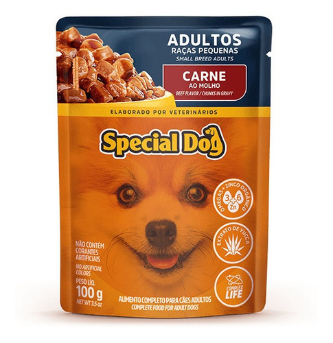 Alimento Special Dog Premium Para Cão Adulto De Raça Pequena Sabor Carne Ao Molho Em Saco De 100g