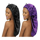 Gorro Para Regadera - 2pcs Satin Hair Braid Bonnet For Black