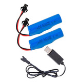 2 Baterias 800mah E Carregador 14500 3.7v Carrinho Plug Sm2p