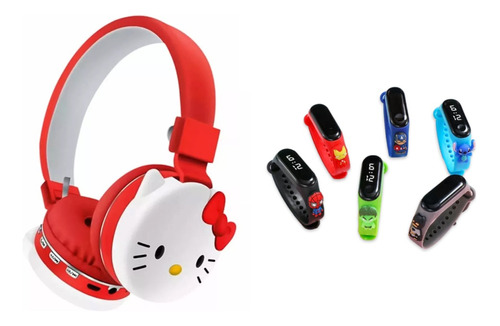 Audifonos Hello Kitty Diadema Bluetooth + Pulsera Inteligent