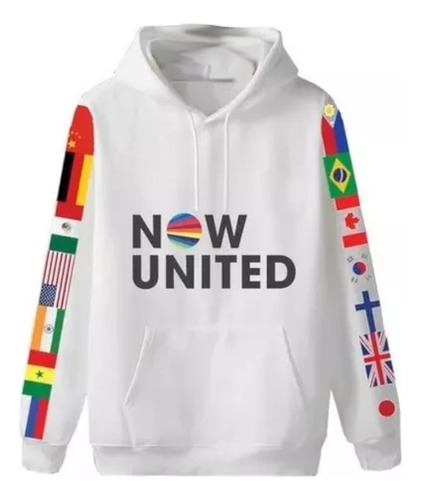 Casaco Moletom Branco Manga Estampada Now United Md01