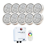 10 Luces Para Pileta Led Rgb 12w +fuente+control Remoto