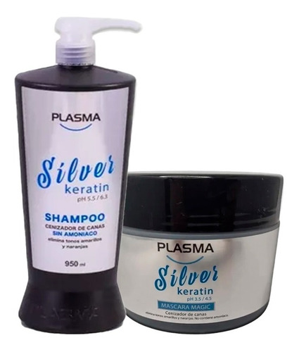 Shampoo Matizador + Mascara Magic Silver Keratin Plasma