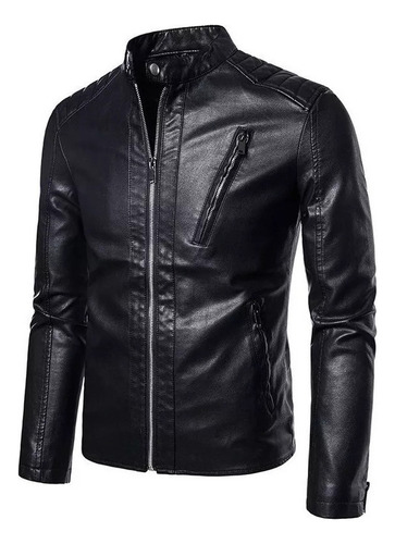 Chaqueta De Cuero Retro Para Hombre Con Terciopelo