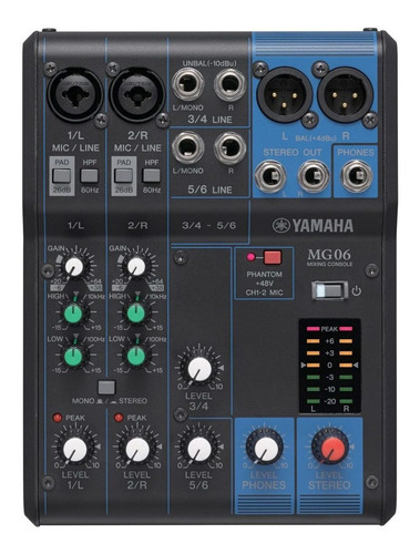 Consola Yamaha Mg06 Mixer 6 Canales Xlr Phantom Power Pro 