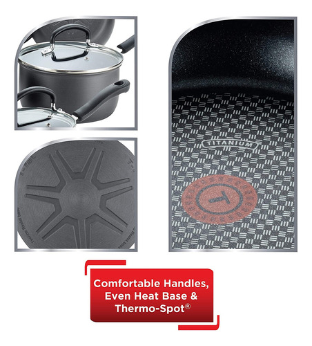 T-fal - Utensilios De Cocina, Ha Titanium Antiadherente, Neg