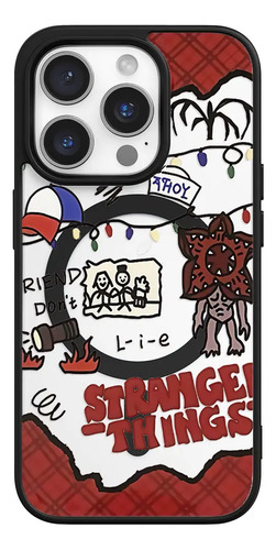 Funda Magnética Con Serie Stranger Things Para iPhone 17 16 15 14 13 12 11 Pro Max Plus Air Mini 16e Carcasa-negro