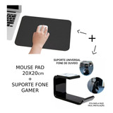 Mousepad M 20x20cm Couro Eco + Suporte Fone Ouvido Gamer