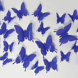 Set De 24 Mariposas 3d Pared Color Azul Marino