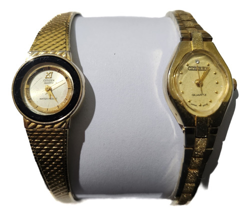 2 Relojes Citizen Vintage Dorados Para Dama 