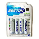 Bateria Pila Recargable Beston Aa X4 2100mah 1.2v Aa(hr06)