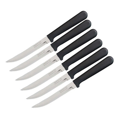12 Cuchillos Para Asado Con Sierra Tramontina 23000\u002F005 Color Negro | Envío gratis