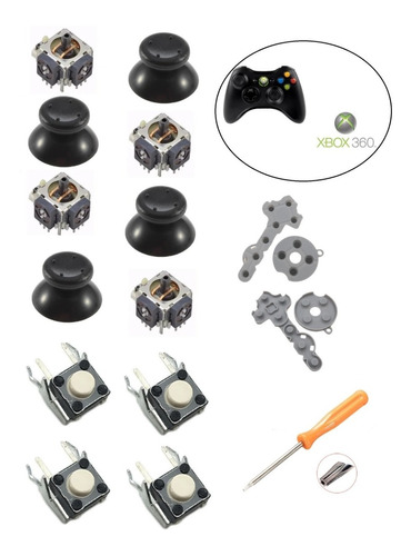 Kit Reparo Para Controle Xbox 360 Borracha Direcional Botão