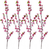 Kit Com 4 Pessegueiro Rosa Decoração Planta Artificial Galho