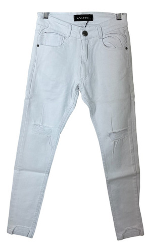 Jeans Zummo Blanco Roturas Slim Fit Chupin Hombre Nuevo