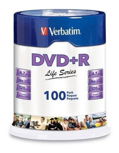 Dvd+r Life Series 16x 100pk Sp St W/p Verbatim 97175 100 Pzs