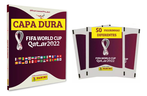 Album Copa 2022 Qatar Capa Dura + 50 Figurinha Sem Repetição