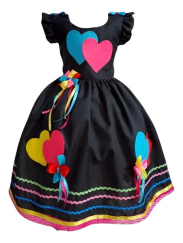 Vestido Junino Infantil Arraial Fantasia Xadrez Festa Menina