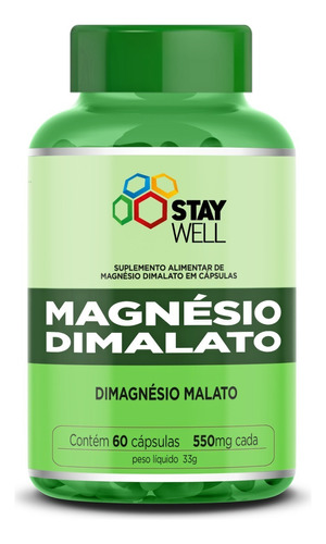 Magnésio Dimalato Com Fórmula Avançada E Alta Absorção 550mg 100% Puro - 60 Cápsulas