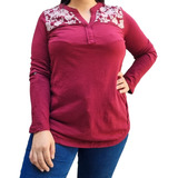 Blusa Remera Bordada Mujer Talles Grandes Algodón Importada