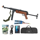 Rifle Sub Metralhadora De Airsoft Mp40 Full Metal Wood + Kit