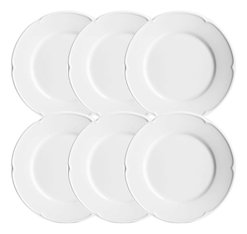 Plato Pan Porcelana Blanca Verbano Línea Provenza X6