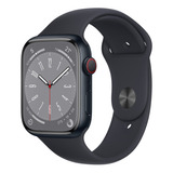 Apple Watch Series 8 Gps + Celular - Caja De Acero Inoxidable Color Grafito 45 Mm - Correa Deportiva Color Medianoche - Patrón