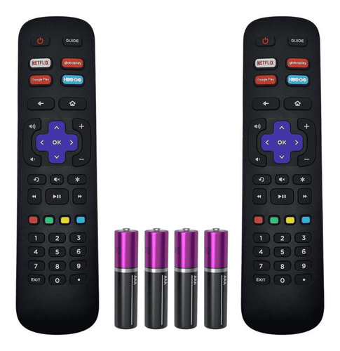 Kit 2 Controle Remoto Compatível Tv Philco Roku Smart 4k