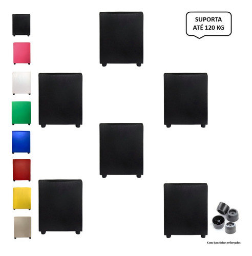 Kit 5 Puffs Cubo Quadrado Organizador Ambiente Decorativo